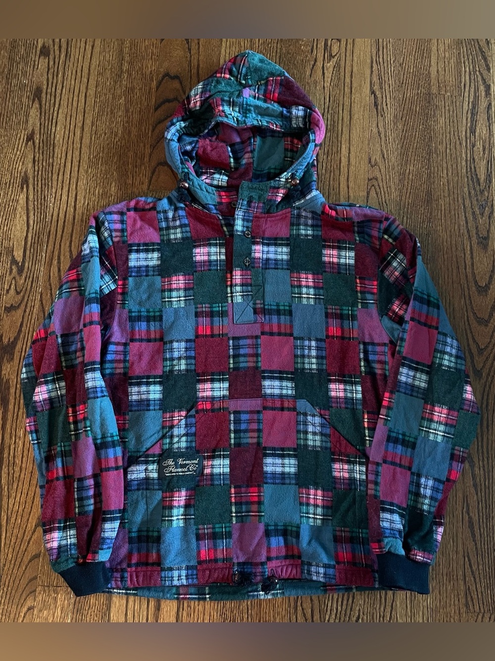 Vermont Flannel Patchwork Hooded Pullover